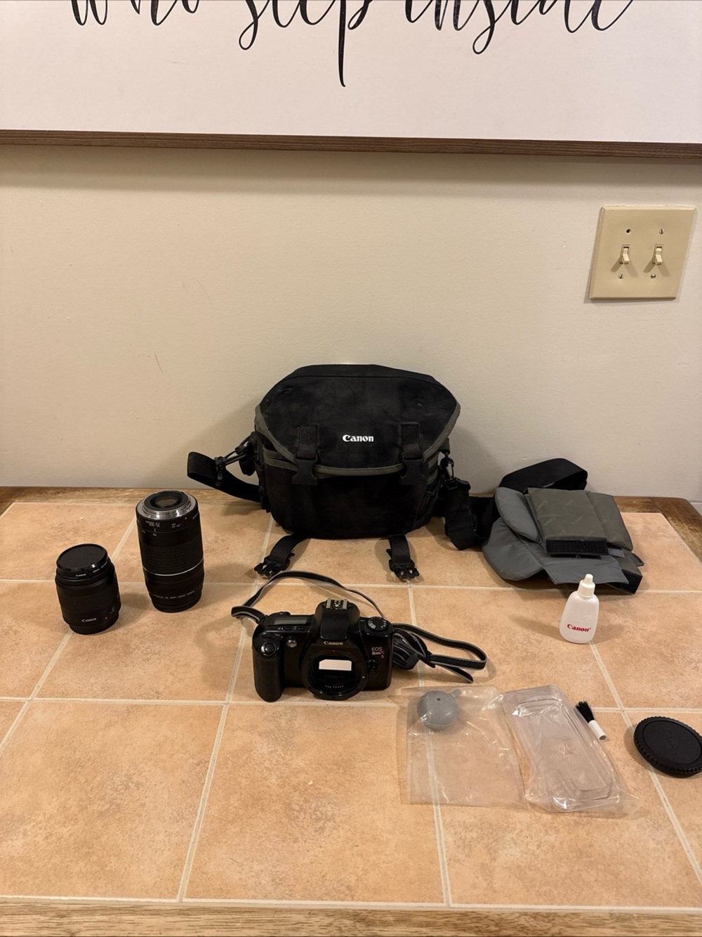 CANON EOS Rebel XS 35mm Film Camera w/EF 75 & EF 35 Lens